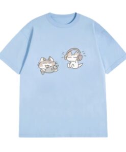 Playful Kitten Print Navy Blue T-Shirt