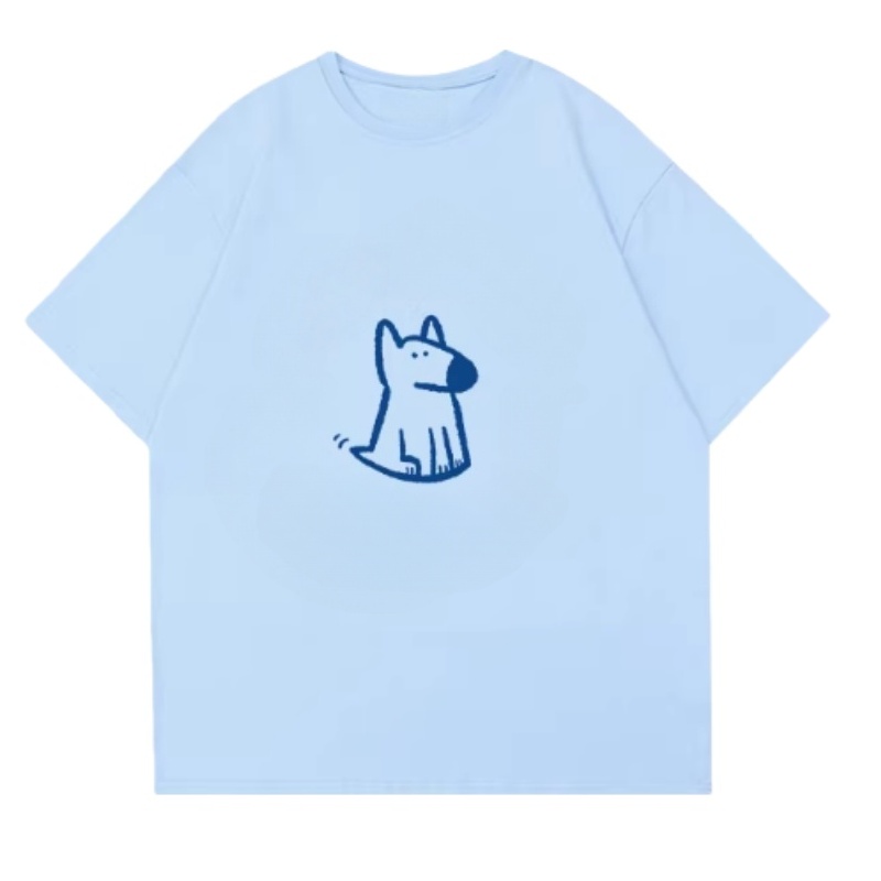 Creative Dog-Themed Blue T-Shirt