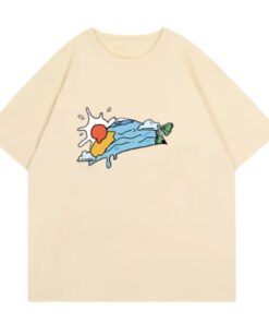 Apricot-Colored Creative Design T-Shirt