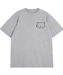 Adorable Hand-Painted Cat Graphic T-Shirt